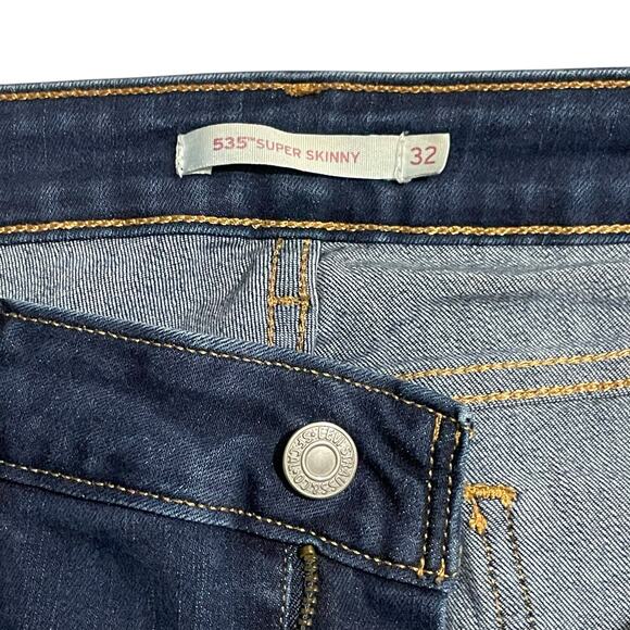 Levis 535 Womens Jeans Size 32 Blue Super Skinny Mid Rise Dark Wash Denim Jeans - Picture 6 of 12